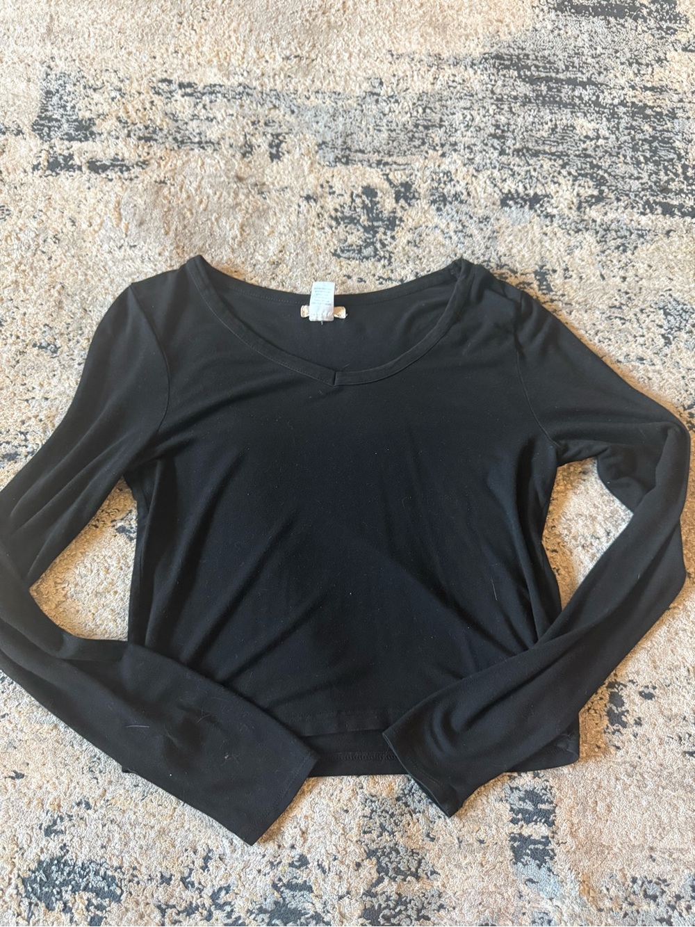 Olivia Rae Black Long-Sleeve Scoop Neck Top